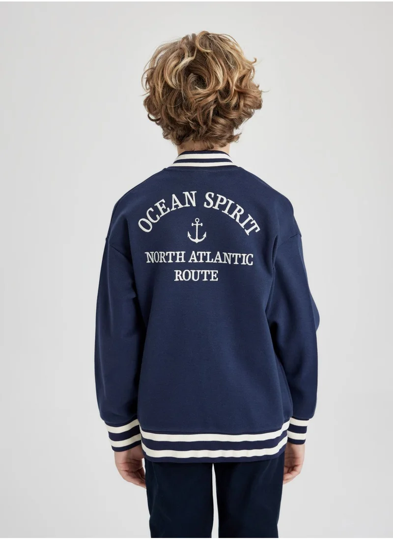 ديفاكتو Boy Regular Fit Crew Neck Bomber Cardigan