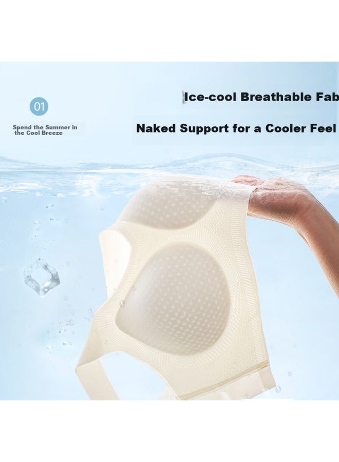 Me Feeling Seamless Bra Women Summer Thin Ice Silk Push Up Anti-sagging Fixed Cup Sports Backless Vest-style Bra - Image 2