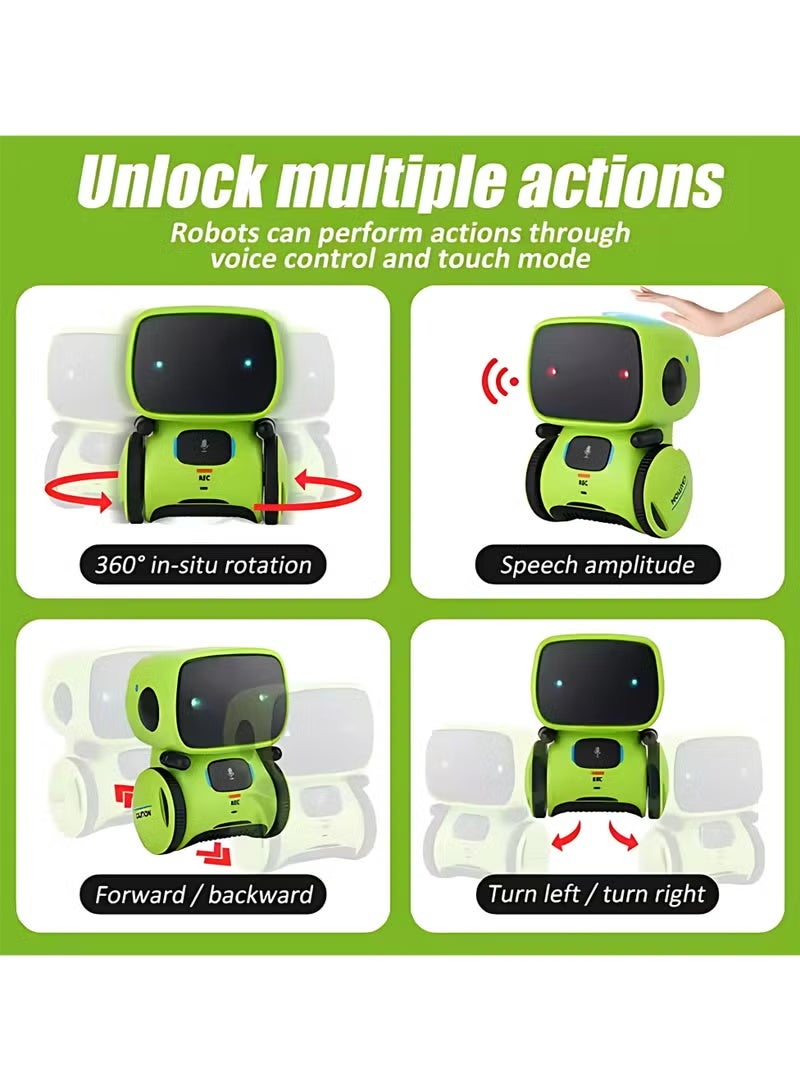 REC Mini Smart Robot Toy for Kids – Voice-Controlled Interactive Talking Robot with Lights  Sounds, Educational Toy for Boys  Girls Ages 3+ (Green) - Image 5