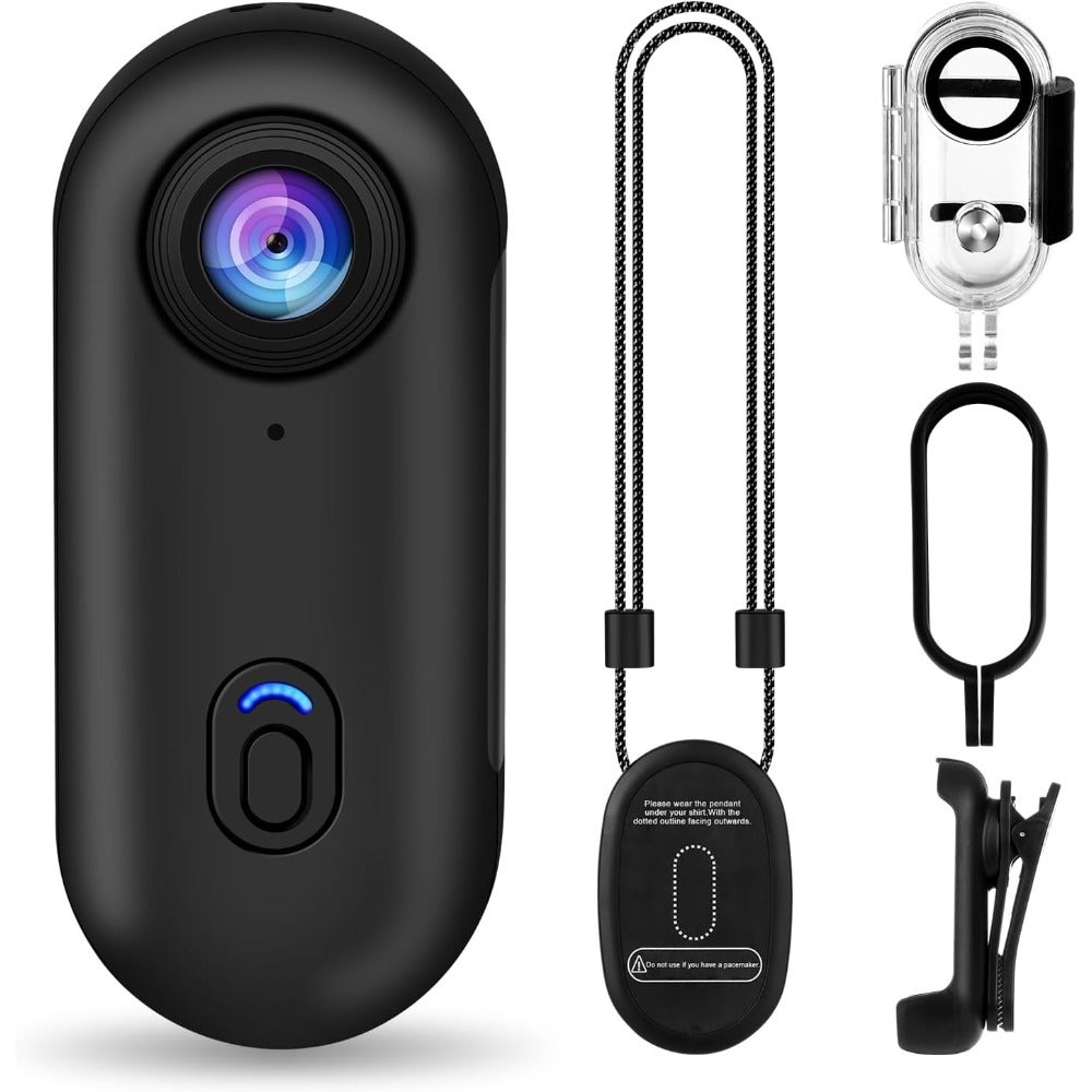 i3 4K Thumb Action Camera Small Size Portable Vlogging Camera Handsfree POV Helmet Camera for Cycling Motorcycle Spring Clip Mount Anywhere Compact Body Camera
