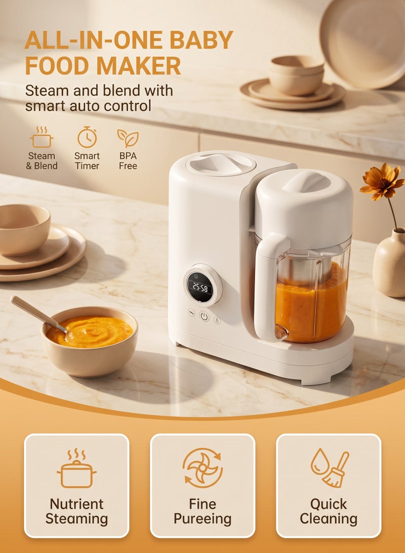 ZERIFAM Baby Food Maker, Steam Cooker & Blender with Bottle Warmer, Timer Control, 304 Stainless Steel, BPA-Free, Multi-Stage Puree Maker for Newborns & Toddlers - Image 4