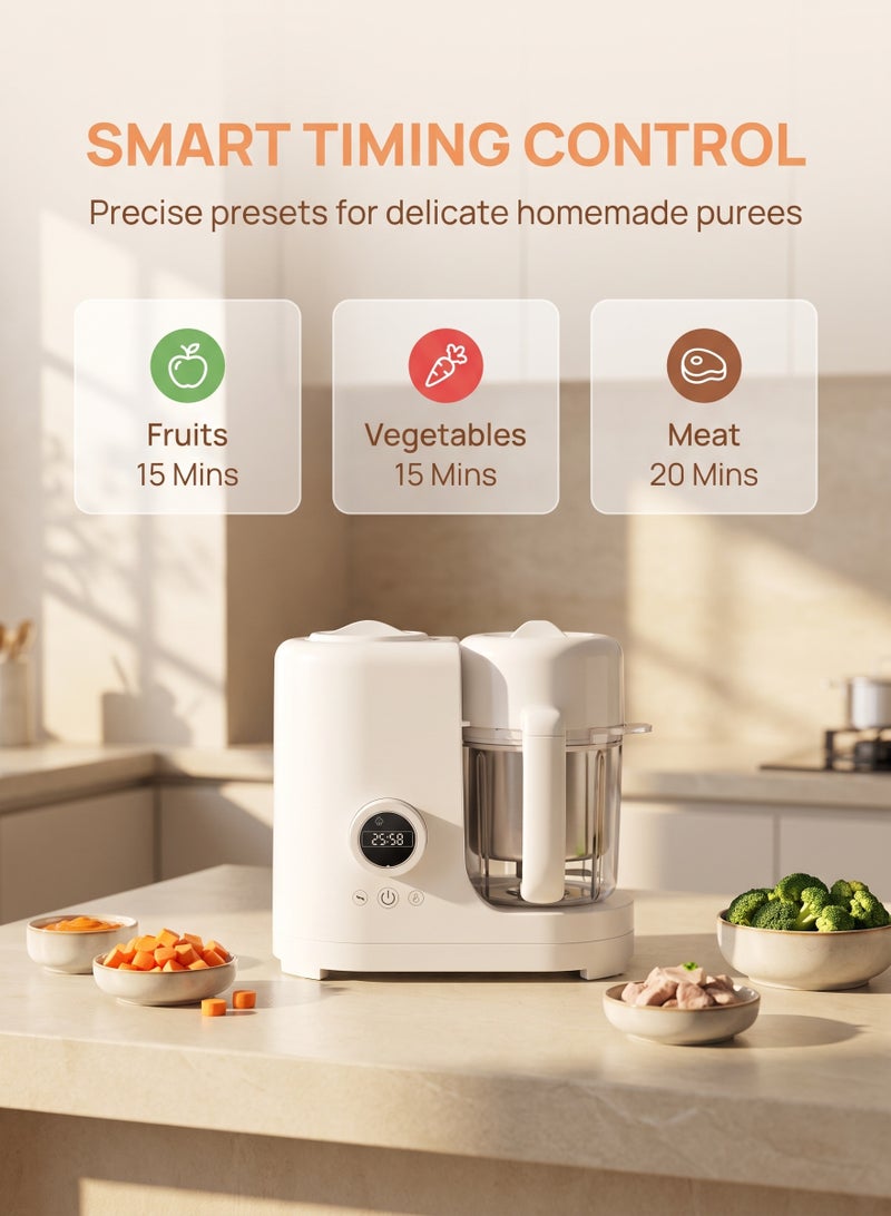 ZERIFAM Baby Food Maker, Steam Cooker & Blender with Bottle Warmer, Timer Control, 304 Stainless Steel, BPA-Free, Multi-Stage Puree Maker for Newborns & Toddlers - Image 3