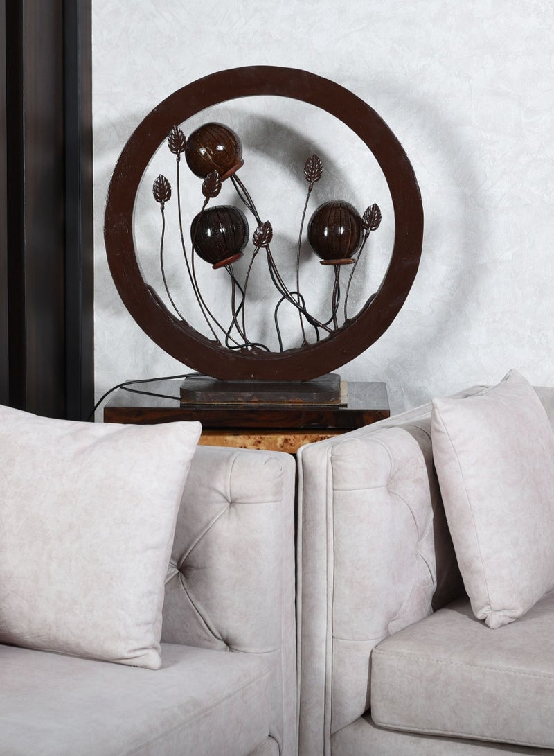 N & H Coconut Shell table lamp  Wood Ring 3 Coconut Shell Balls with Leaves Design - Image 4