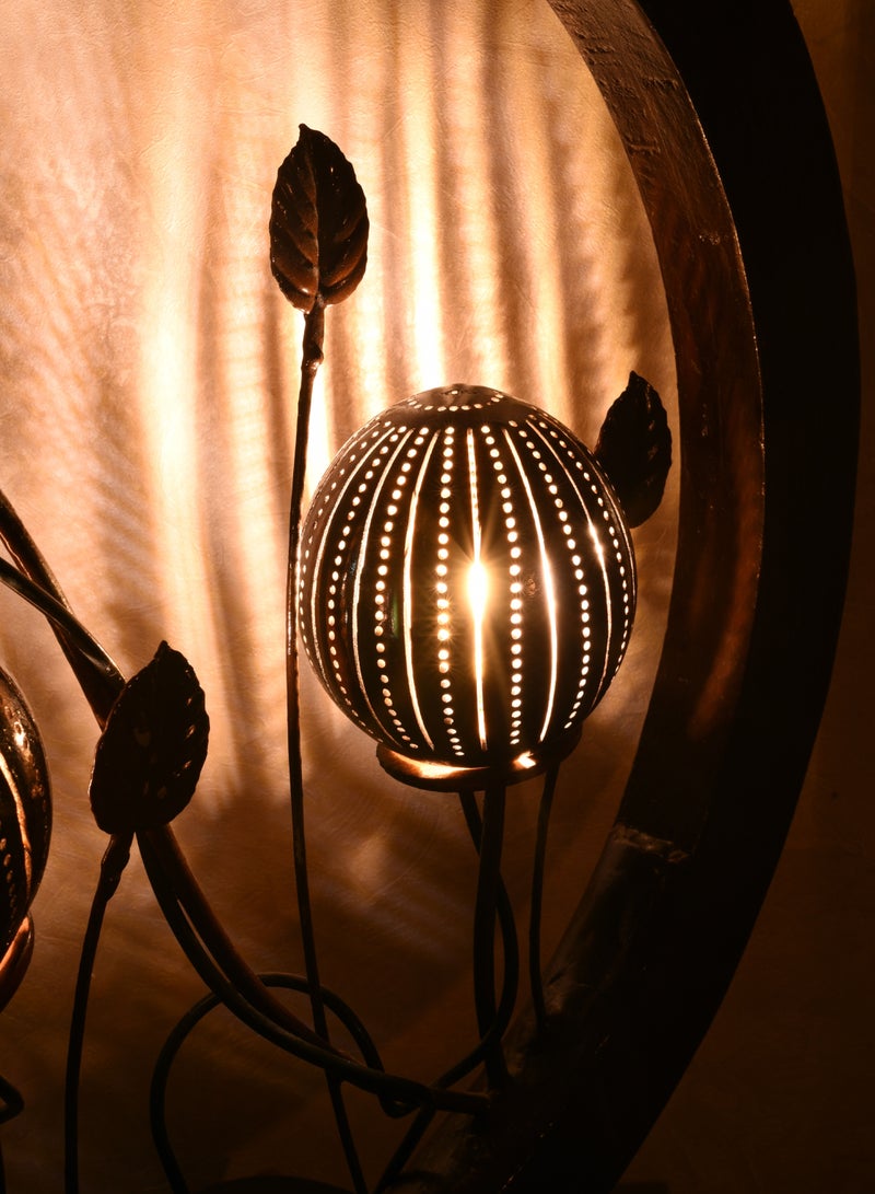 N & H Coconut Shell table lamp  Wood Ring 3 Coconut Shell Balls with Leaves Design - Image 3