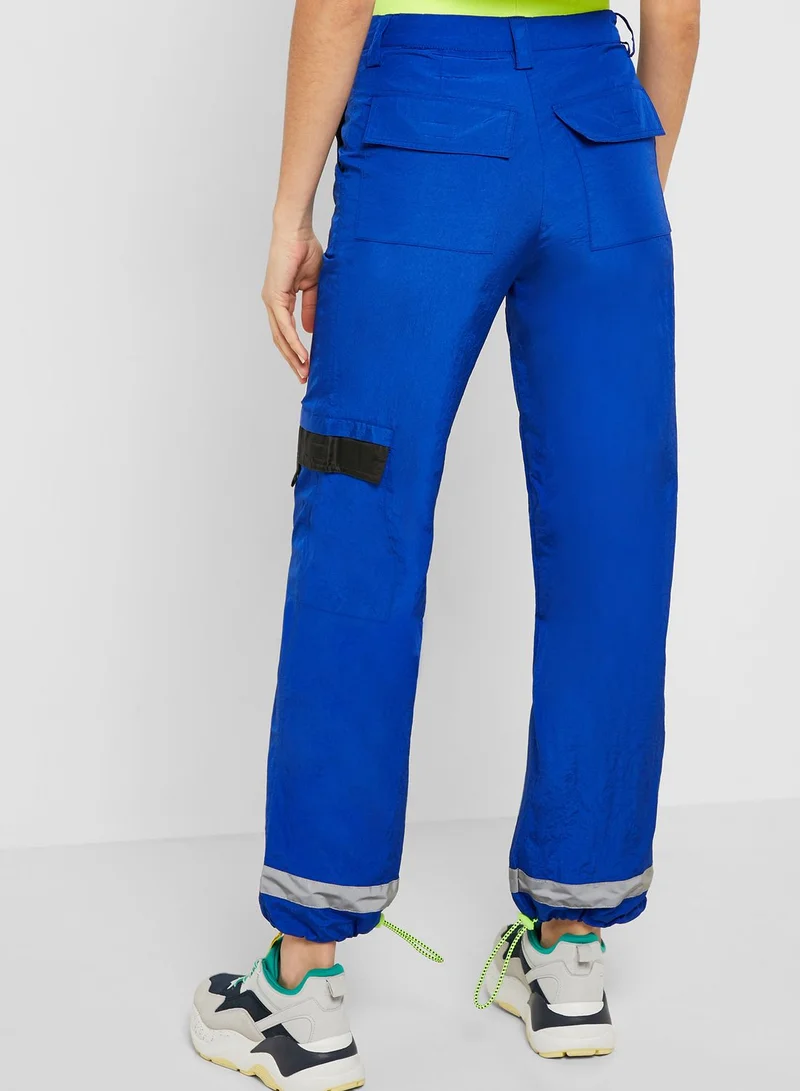 FOREVER 21 NASA Reflective-Trim Cargo Pants