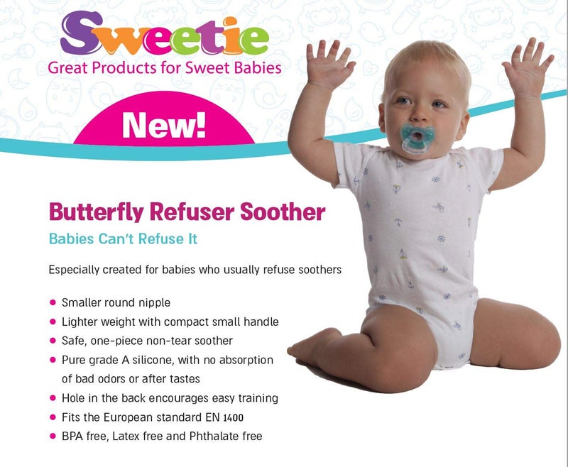 Sweetie Silicone Pacifier Refuser Soother 2 Count (Blue) - Image 4