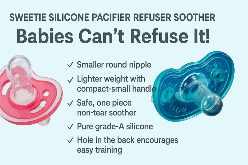 Sweetie Silicone Pacifier Refuser Soother 2 Count (Blue) - Image 5