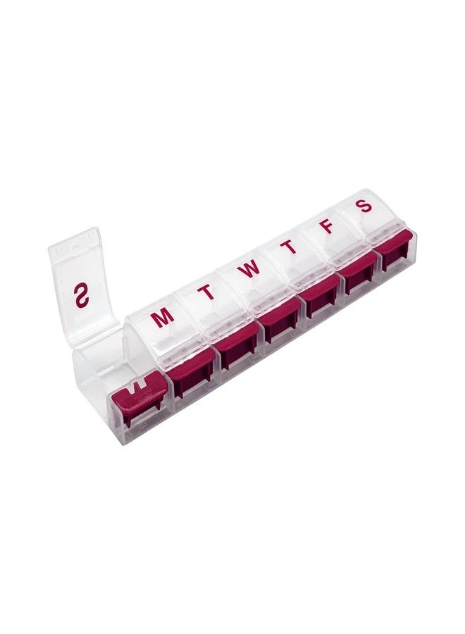 EZY DOSE Weekly (7-Day) AM/PM Daily Push Button Pill Organizer, Vitamin Case, and Medicine Container, X-Large Compartments, Arthritis Friendly, Convenient and Easy to Use, Clear/Red, BPA Free - Image 1