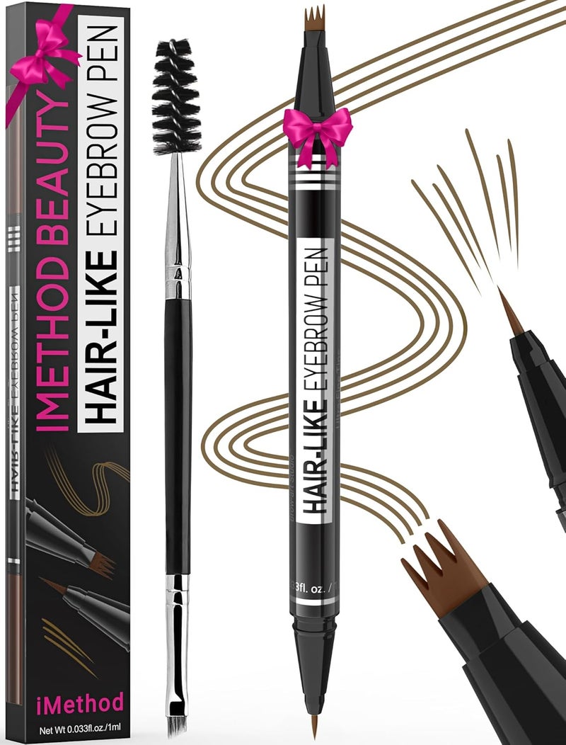 iMethod Eyebrow Pen  Eyebrow Pencil Magical 2in1 Eye Brow Pencils for Women with 4ForkTip  Precise BrushTip Create Natural HairLike Brows Last AllDay Microblading Eyebrow Pen Brown