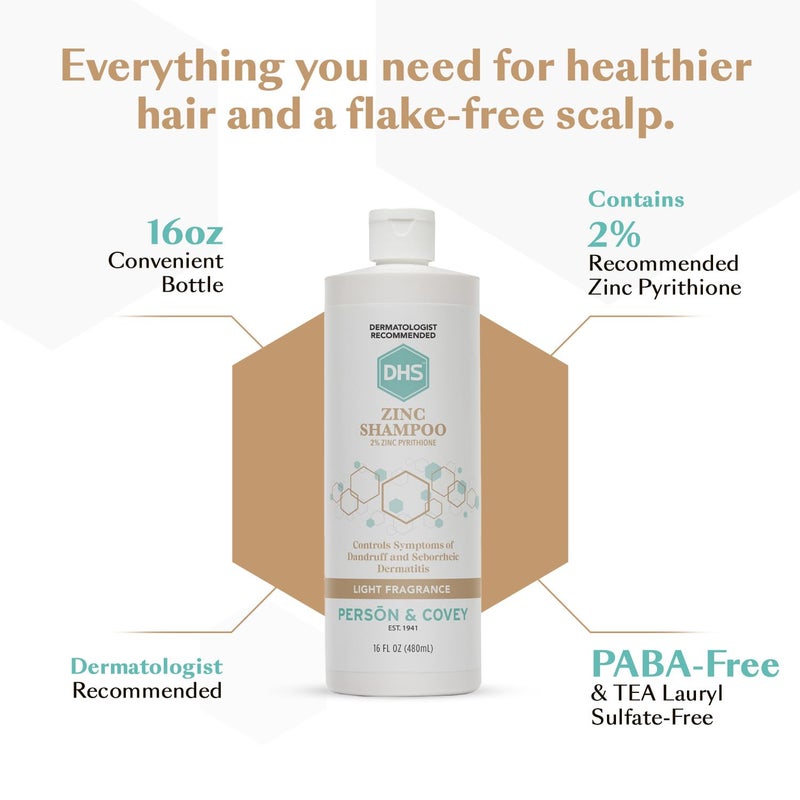 DHS Zinc Shampoo â€“ Dandruff Shampoo â€“ for Flaky and Dry Scalp with 2% Zinc Pyrithione, 16 oz - Image 4