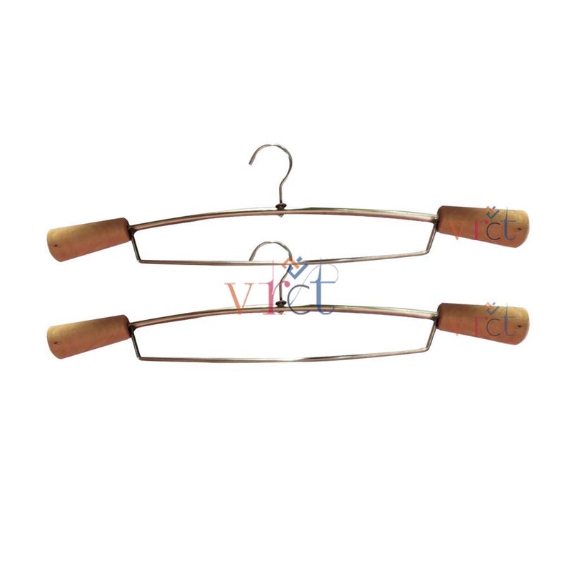 Vrct Lehenga Hanger India's First Unique Design Wooden Stainless Steel Hanger with Support - Wardrobe, Sarees, Coat, Scarfs & Other Clothes (Pack of 2) - Image 2