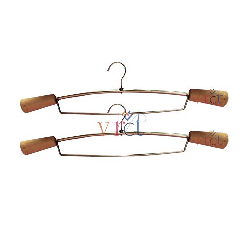 Vrct Lehenga Hanger India's First Unique Design Wooden Stainless Steel Hanger with Support - Wardrobe, Sarees, Coat, Scarfs & Other Clothes (Pack of 2) - Image 1