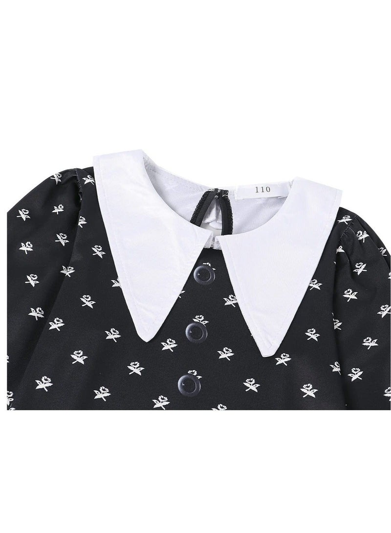 Cosplay Party Dress for Kids, Dress Matches Crossbody Bag, Black and white Polka Dot Dress, Suitable for Costume Parties and Stage Shows - Image 3