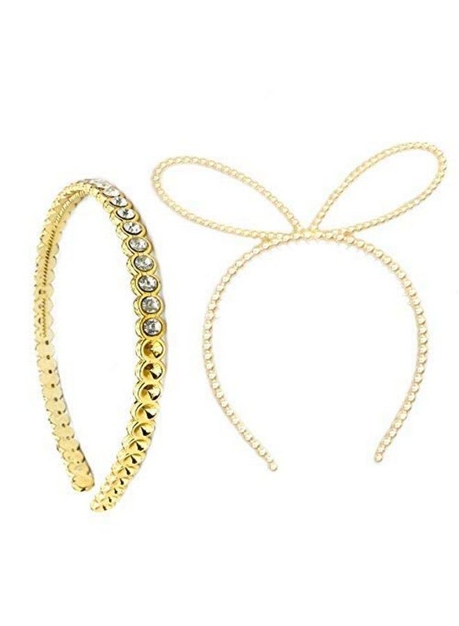 Rapidsflow Combo Of Hair Bands With Pearl And Stone Set Of 2 Pc For Women And Girls - Image 1