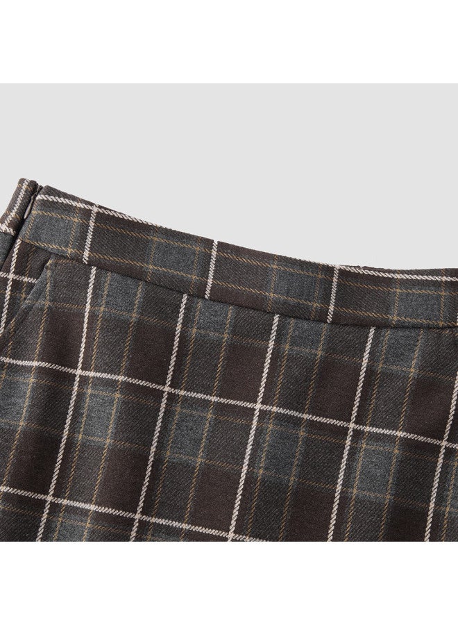 Semir Women's Winter Plaid Faux Wool Easy-care Slit Midi Skirt 101725120003 - Image 3