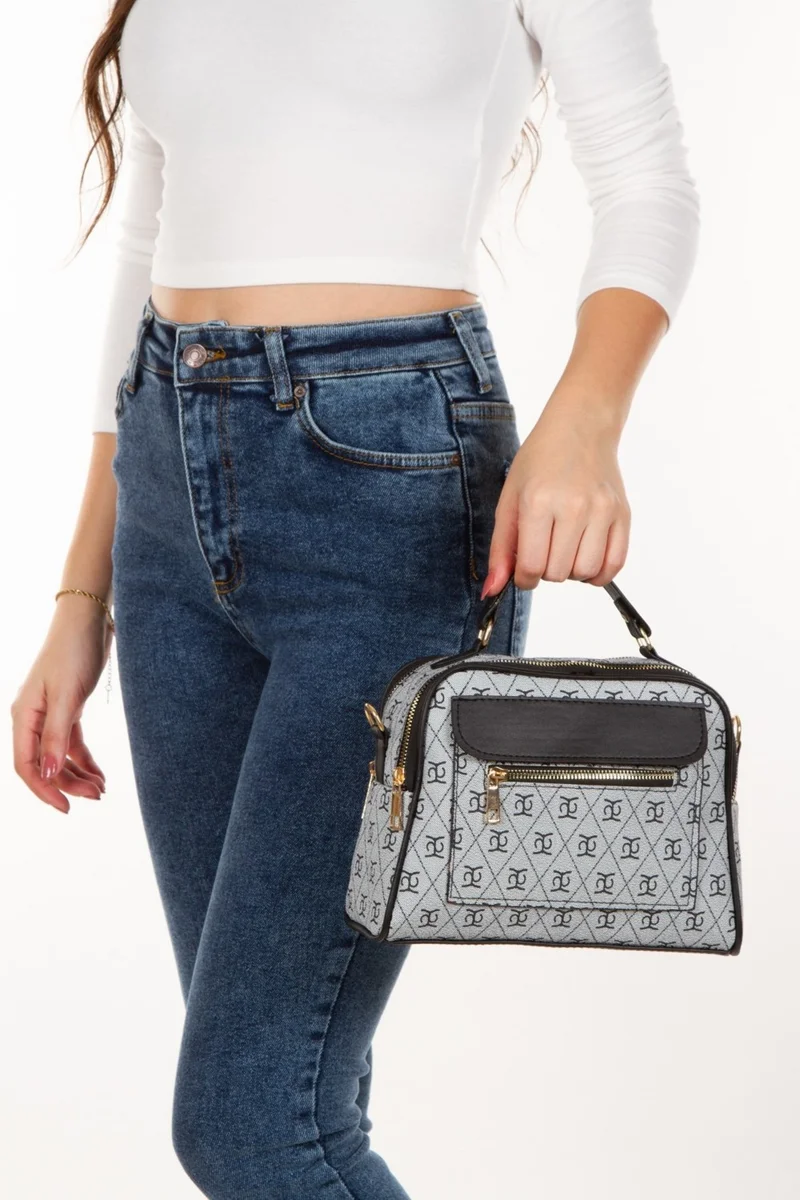 اديلينا باجز Women's Patterned Hand and Shoulder Bag Gray