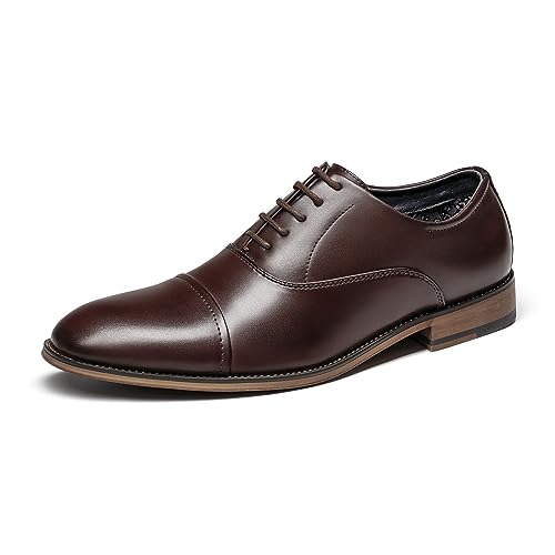 Bruno Marc Men's Lace Up Soft Cap-Toe Formal Dress Shoes,Size 10,Dark Brown,Louis_2 - Image 1