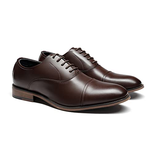 Bruno Marc Men's Lace Up Soft Cap-Toe Formal Dress Shoes,Size 10,Dark Brown,Louis_2 - Image 3