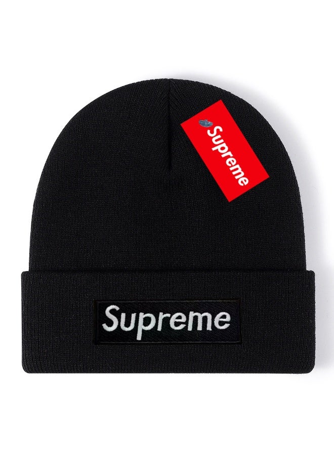 Supreme Black Knit Beanie with Box Logo Patch & Hang Tag