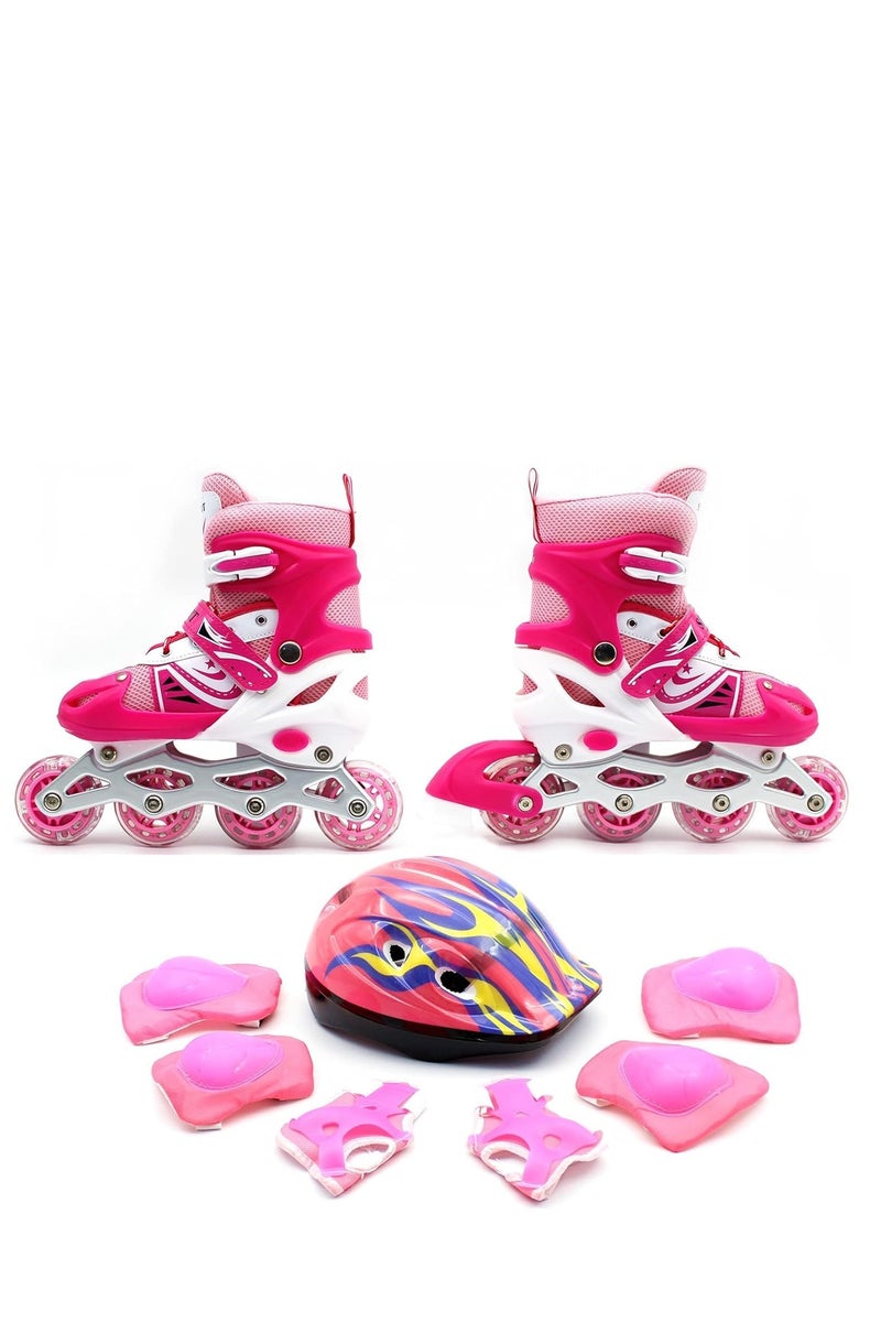 EASY FUTURE Adjustable Inline Skates for Kids with Flashing Wheels – Includes Full Protective Gear Set(Helmet,Knee, Elbow & Wrist)  – 4 Colors & 3 Sizes Available - Image 1