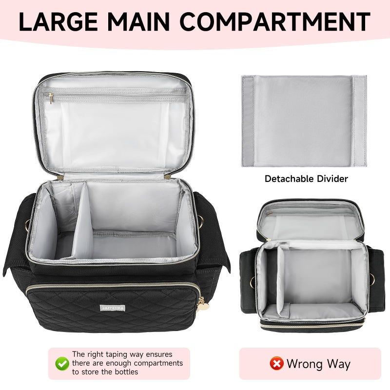 Jaffzora Breast Pump Bag Compatible with Spectra S1 and S2, Breast Pumping Travel Storage Bag for Pumping Essentials and Accessories, Black - Image 3