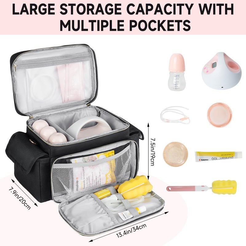 Jaffzora Breast Pump Bag Compatible with Spectra S1 and S2, Breast Pumping Travel Storage Bag for Pumping Essentials and Accessories, Black - Image 2