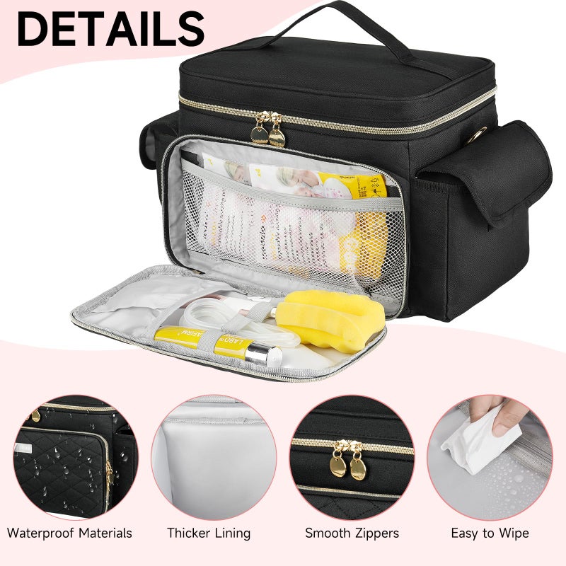 Jaffzora Breast Pump Bag Compatible with Spectra S1 and S2, Breast Pumping Travel Storage Bag for Pumping Essentials and Accessories, Black - Image 5