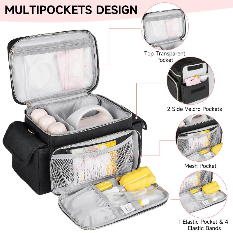 Jaffzora Breast Pump Bag Compatible with Spectra S1 and S2, Breast Pumping Travel Storage Bag for Pumping Essentials and Accessories, Black - Image 4