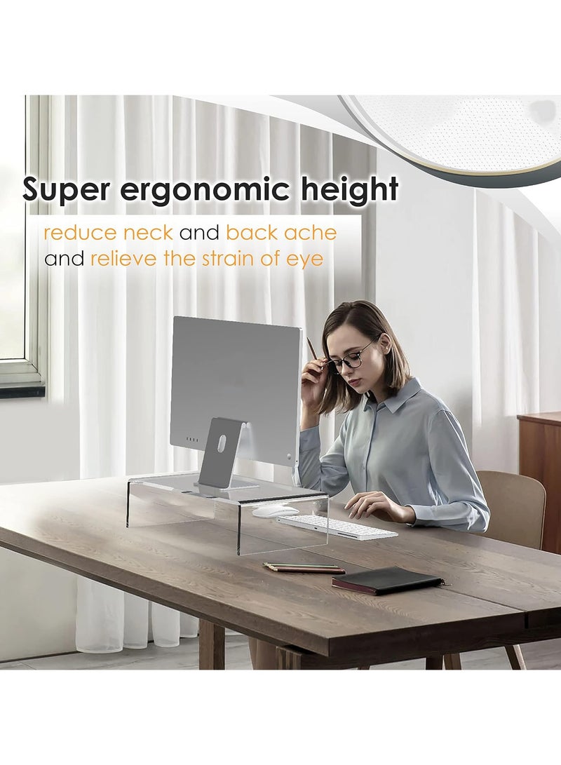 TPGP Acrylic Monitor Stand Riser Clear Computer Monitor Stand for Laptop PC Printer Computer Riser Acrylic Tray - Image 2