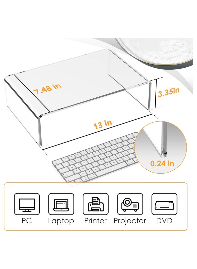 TPGP Acrylic Monitor Stand Riser Clear Computer Monitor Stand for Laptop PC Printer Computer Riser Acrylic Tray - Image 3