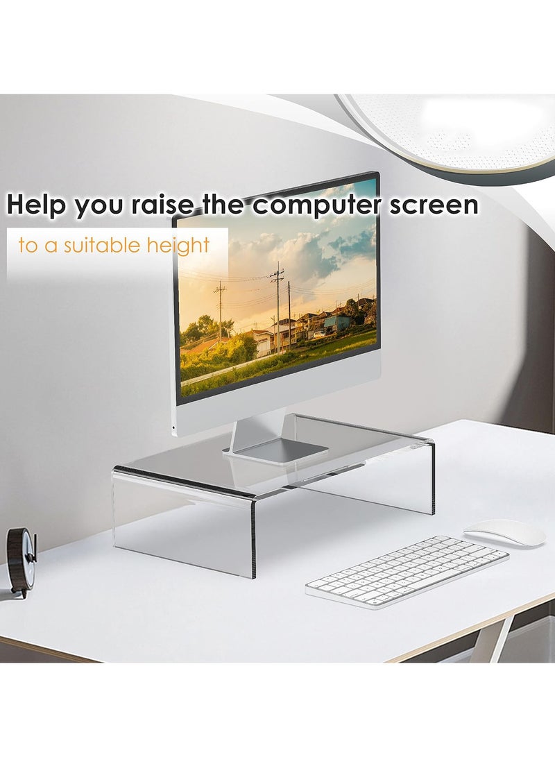 TPGP Acrylic Monitor Stand Riser Clear Computer Monitor Stand for Laptop PC Printer Computer Riser Acrylic Tray - Image 5