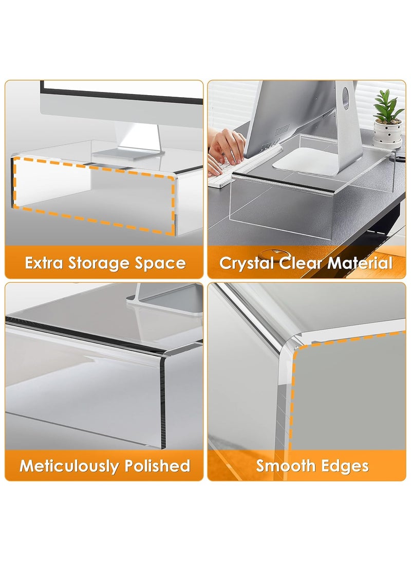 TPGP Acrylic Monitor Stand Riser Clear Computer Monitor Stand for Laptop PC Printer Computer Riser Acrylic Tray - Image 4
