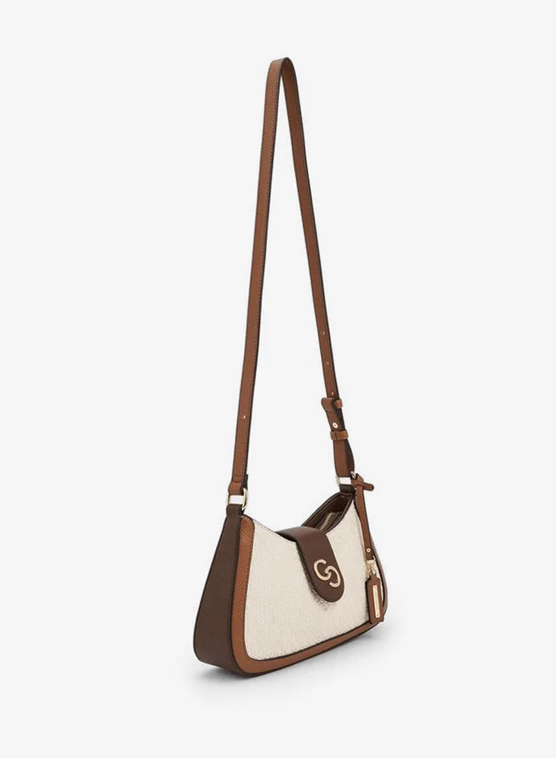 Celeste Monogram Embossed Crossbody Bag With Adjustable Strap