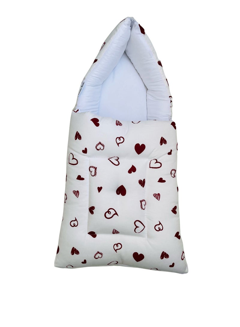 Little Bee 3 in 1 Baby bed, Sleeping Bag and Carrying Nest, Cotton New Born Bedding (0-6 Months) (Red Heart) (Light Weight),1 pack . - Image 1