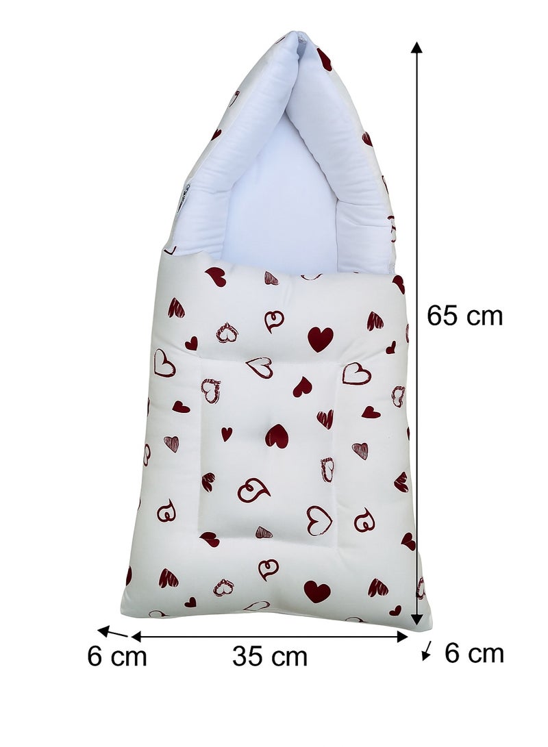 Little Bee 3 in 1 Baby bed, Sleeping Bag and Carrying Nest, Cotton New Born Bedding (0-6 Months) (Red Heart) (Light Weight),1 pack . - Image 5
