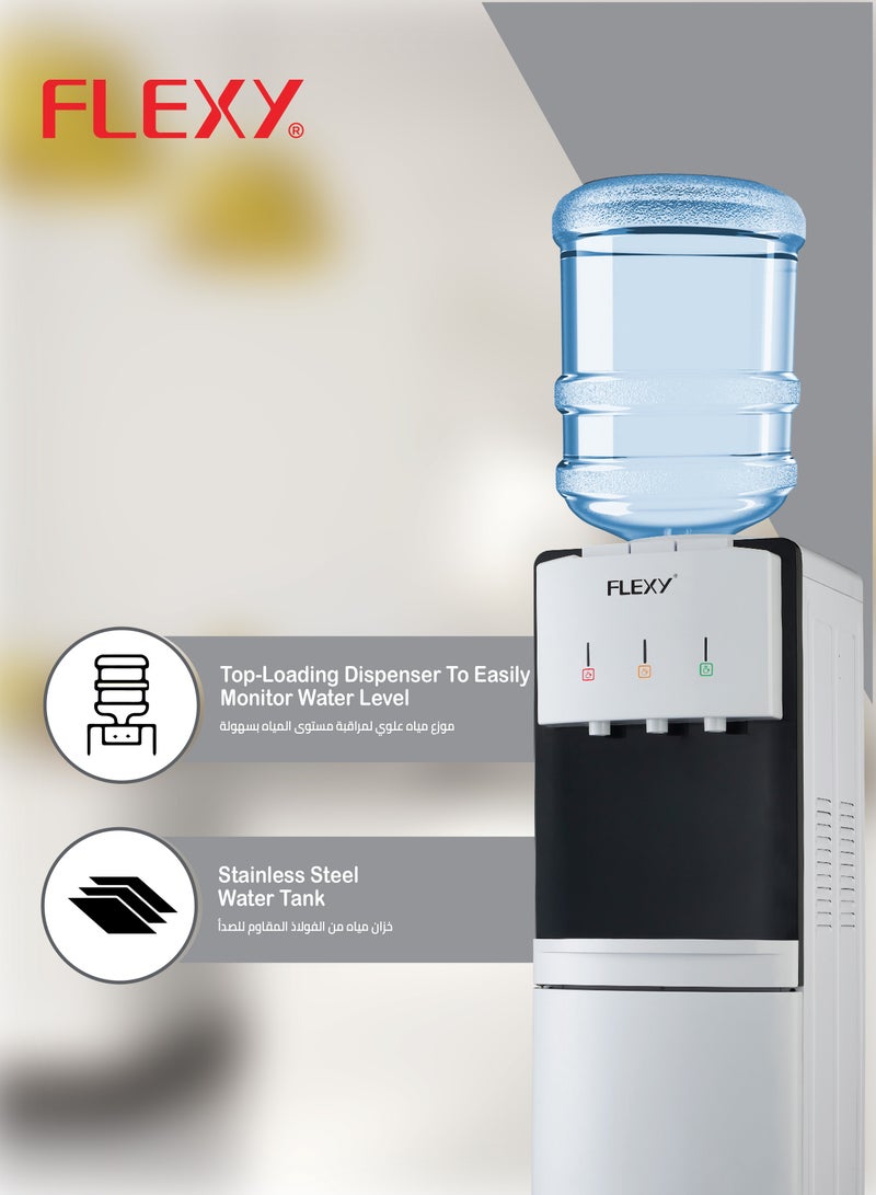 فليكسي FLEXY®️ موزع مياه تحميل علوي: مياه ساخنة وباردة، خزان دفع مريح، خزان من الفولاذ المقاوم للصدأ، تبريد الضاغط، تحكم تلقائي في درجة الحرارة، حماية من الحرارة الزائدة لترطيب آمن ومنعش. - Image 5