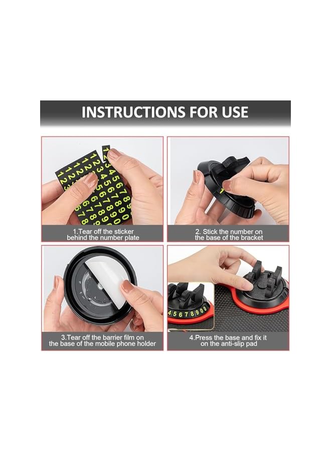 S-TOP Anti Skid Car Dashboard Mat, Rotatable Anti Skid Car Dashboard Pad with Temporary Parking Numbe, Multifunction Car Anti-Slip Mat Auto, Universal Phone Holder for Phones Sunglasses Keys - Image 3