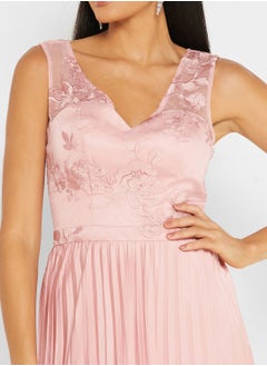 Chi-Chi London Plunge Neck Plisse Dress  - Image 3