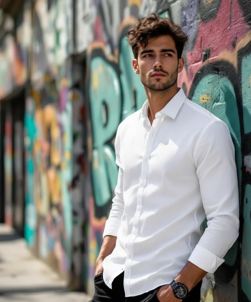 Glowic Men's Plain Casual Shirt | Cotton Soft & Breathable Fabric | Full Sleeve Comfort Fit Stylish Solid Shirts for Office (in, Alpha, L, Regular, White) - Image 5