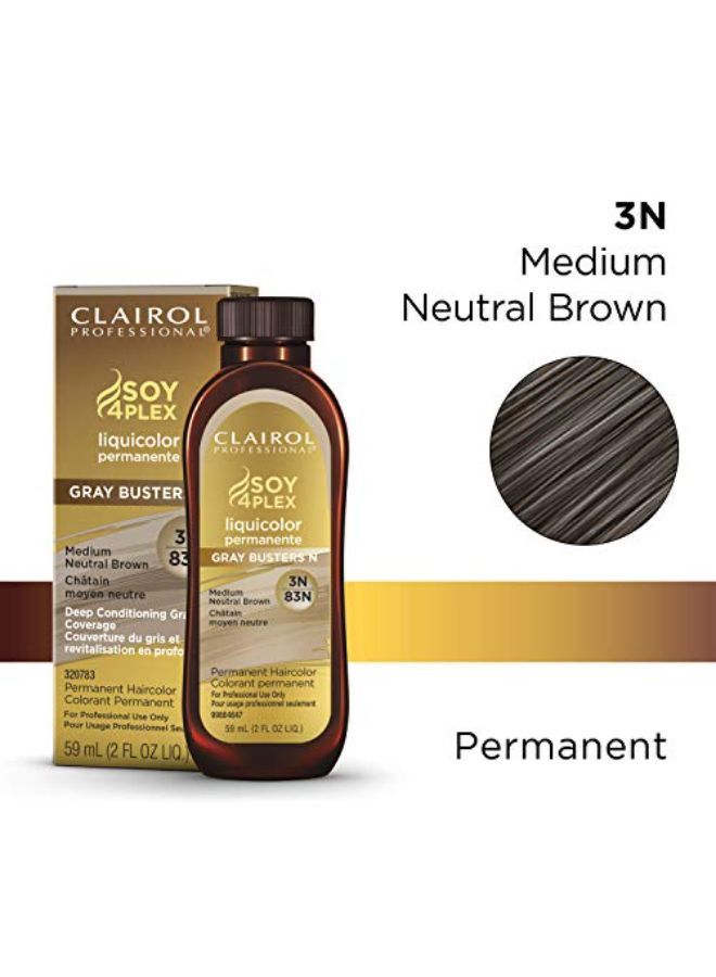 CLAIROL PROFESSIONAL صبغة الشعر الدائمة الاحترافية ليكويكولور للشعر الداكن، 3N بني محايد متوسط، 2 أونصة. - Image 1