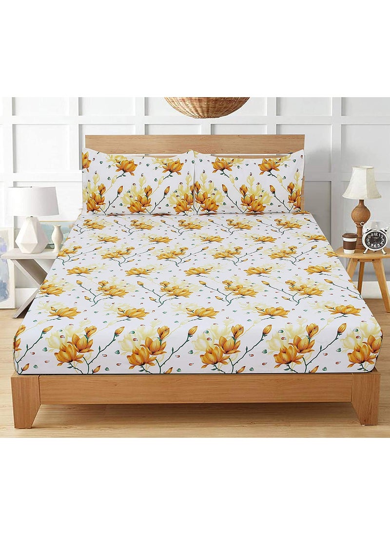 Delight Zone Delight Zone Prime Collection 144TC 3D Printed Polycotton Double Bedsheet with 2 Pillow Covers Multicolour 90 x 90 Inch  - Image 2