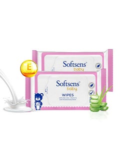 Baby Gentle Cloth Wipes For Baby Skin Enriched With Aloe Vera & Vitamin E I Dermatologically Tested & Parben Free With Lid 20 Wipes (Pack Of 2)