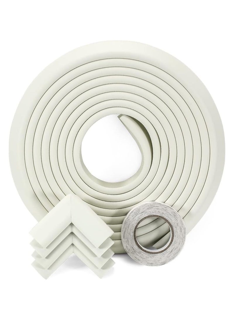 StickGuard StickGuard Baby Safety Corner Guard, Table Edge Corner Protector Strip for Kids, Baby Proofing Foam for Furniture Edges & Corner Guard Cushion Set Child Protection Bumper Strip - 4 Meters (White) - Image 1