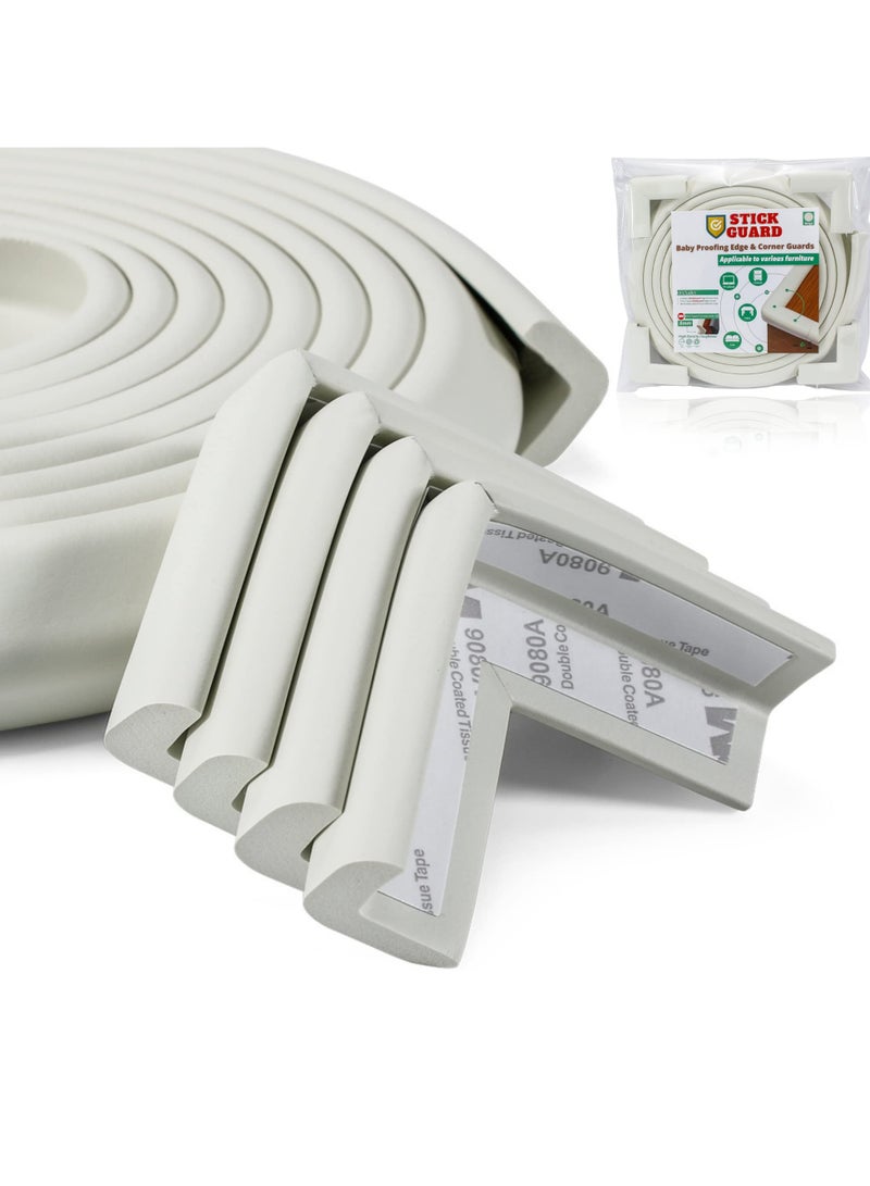 StickGuard StickGuard Baby Safety Corner Guard, Table Edge Corner Protector Strip for Kids, Baby Proofing Foam for Furniture Edges & Corner Guard Cushion Set Child Protection Bumper Strip - 4 Meters (White) - Image 5