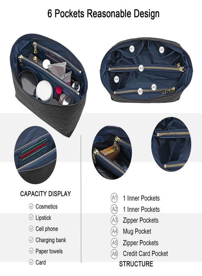 LOUKAYCCI منظم ورقي جديد من دوبونت لحقيبة لونغشامب لو بلياج L (أسود وأزرق داكن، كبير) - Image 5
