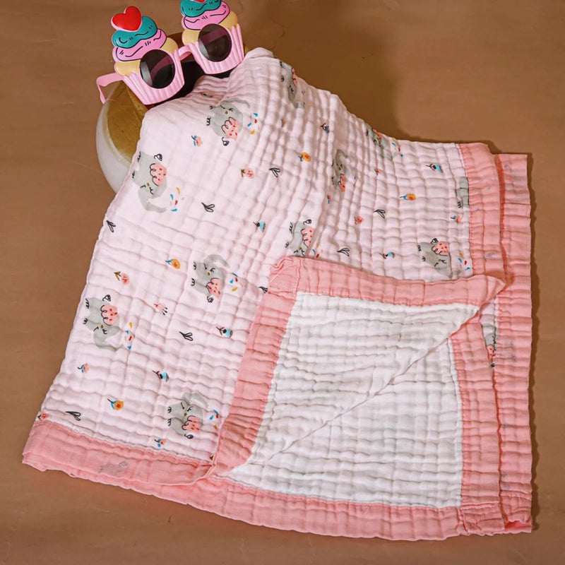 SMILE BABY 100% Organic Cotton 6-Layer Muslin Baby Blanket (100x110 cm) is Super Soft, Breathable, and Gentle on Baby's Skin. Perfect for Comfort, Warmth, and Everyday use. Includes 1 Blanket - Image 5