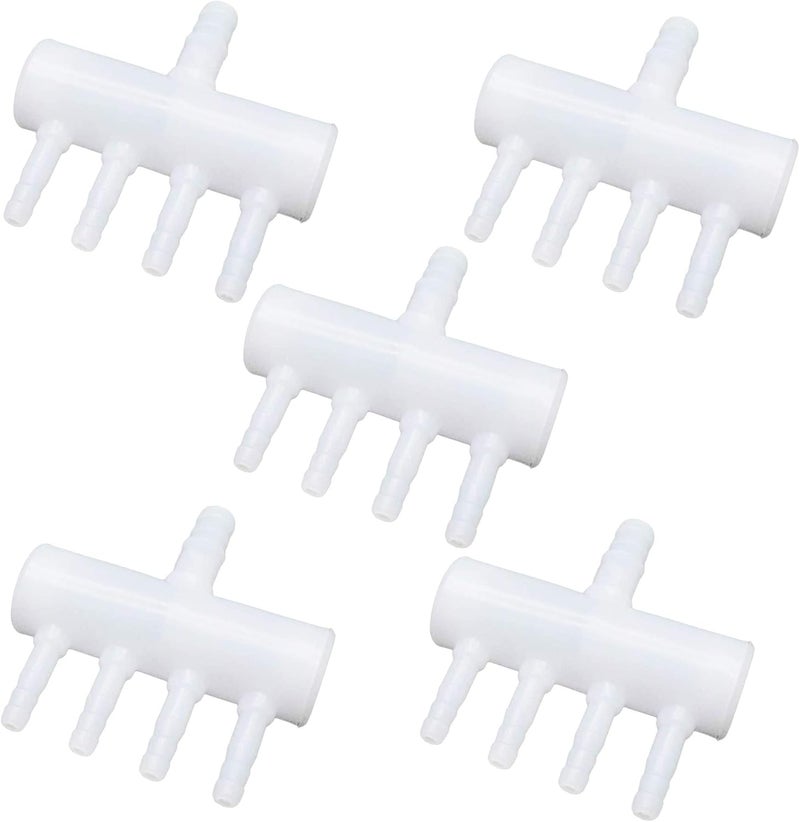 Meridian 5 Pcs Aquarium 4-Way Air Line Plastic Splitter Air Pump Tubing Connector for Air Flow Diffusion - CT - Image 1