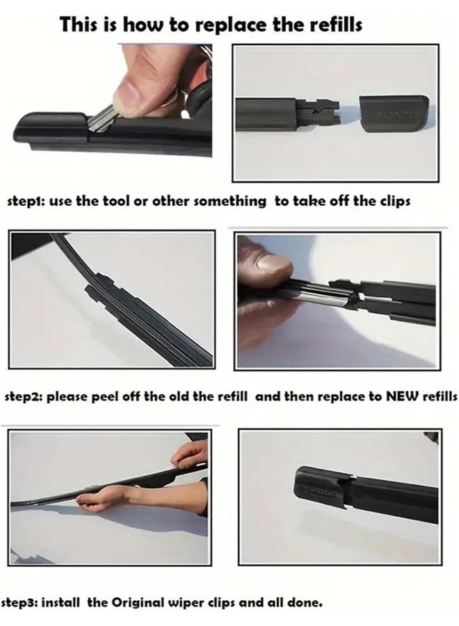 Topleo 4Pcs Car Wiper Blade Replacement Strip, 80cm Universal Fit Rubber Windshield Wipers,  Frameless DIY Adjustable Wiper Refills, Durable Silicone Windscreen Blades for Most Cars, Trucks, Bus - Image 5