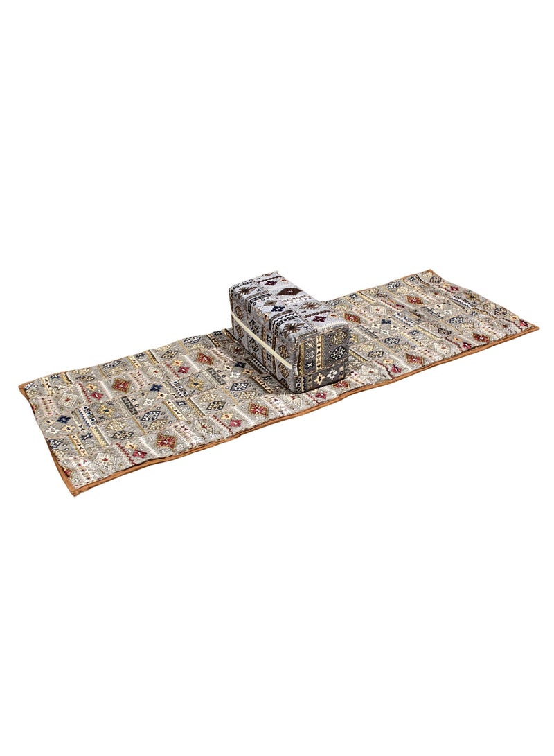 Bin Amaar Camping floor mat with cushion, Arabic patterns, 25x65x200 cm - multi-colored, camping supplies, high quality (Gray 01) - Image 1