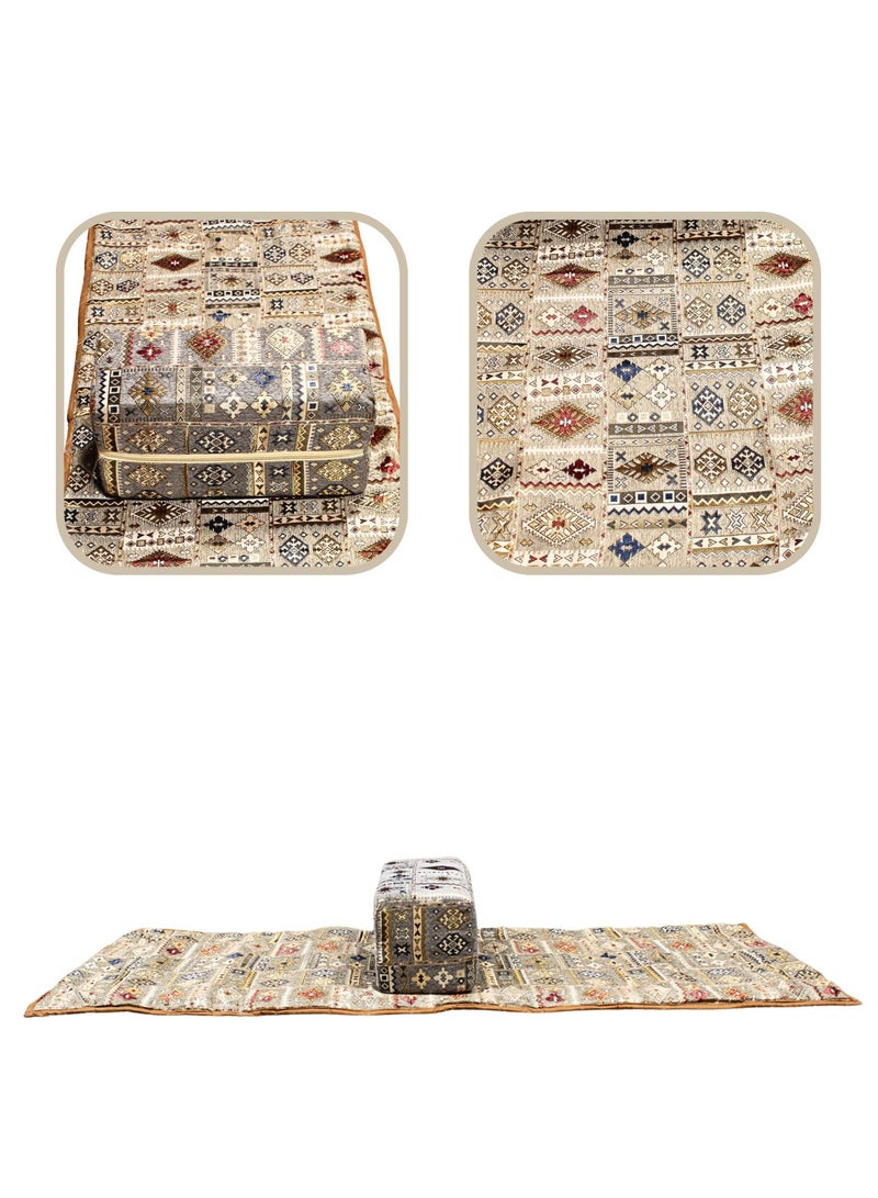 Bin Amaar Camping floor mat with cushion, Arabic patterns, 25x65x200 cm - multi-colored, camping supplies, high quality (Gray 01) - Image 2